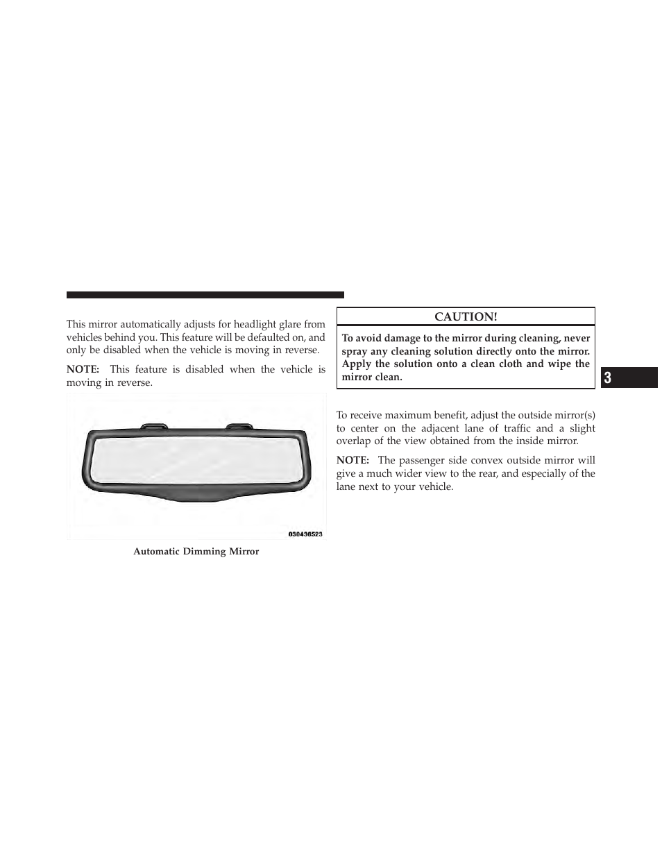 Automatic dimming mirror — if equipped, Outside mirrors | Dodge 2012 Charger SRT8 User Manual | Page 99 / 573