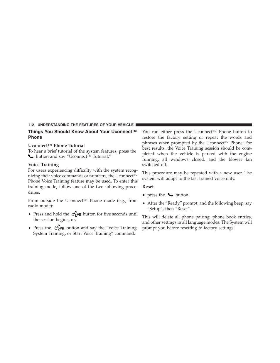 Things you should know about your uconnect™ phone, Things you should know about your, Uconnect™ phone | Dodge 2012 Challenger SRT8 User Manual | Page 114 / 471