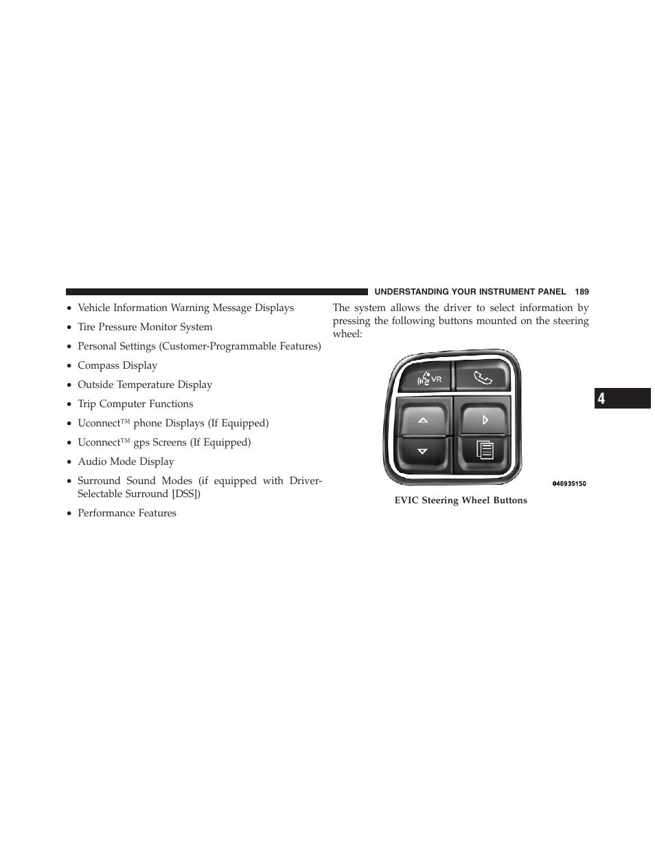 Dodge 2012 Challenger SRT8 User Manual | Page 191 / 471