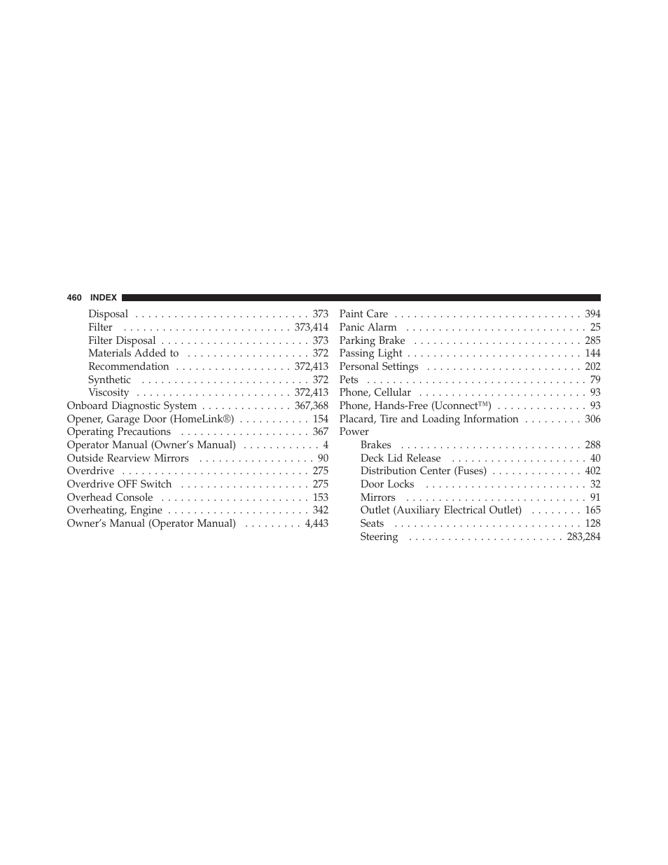 Dodge 2012 Challenger SRT8 User Manual | Page 462 / 471