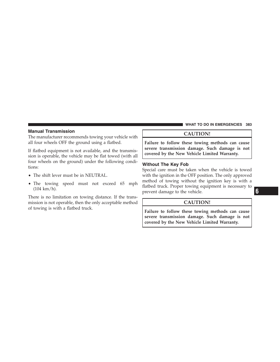 Manual transmission, Without the key fob | Dodge 2012 Challenger User Manual | Page 385 / 494