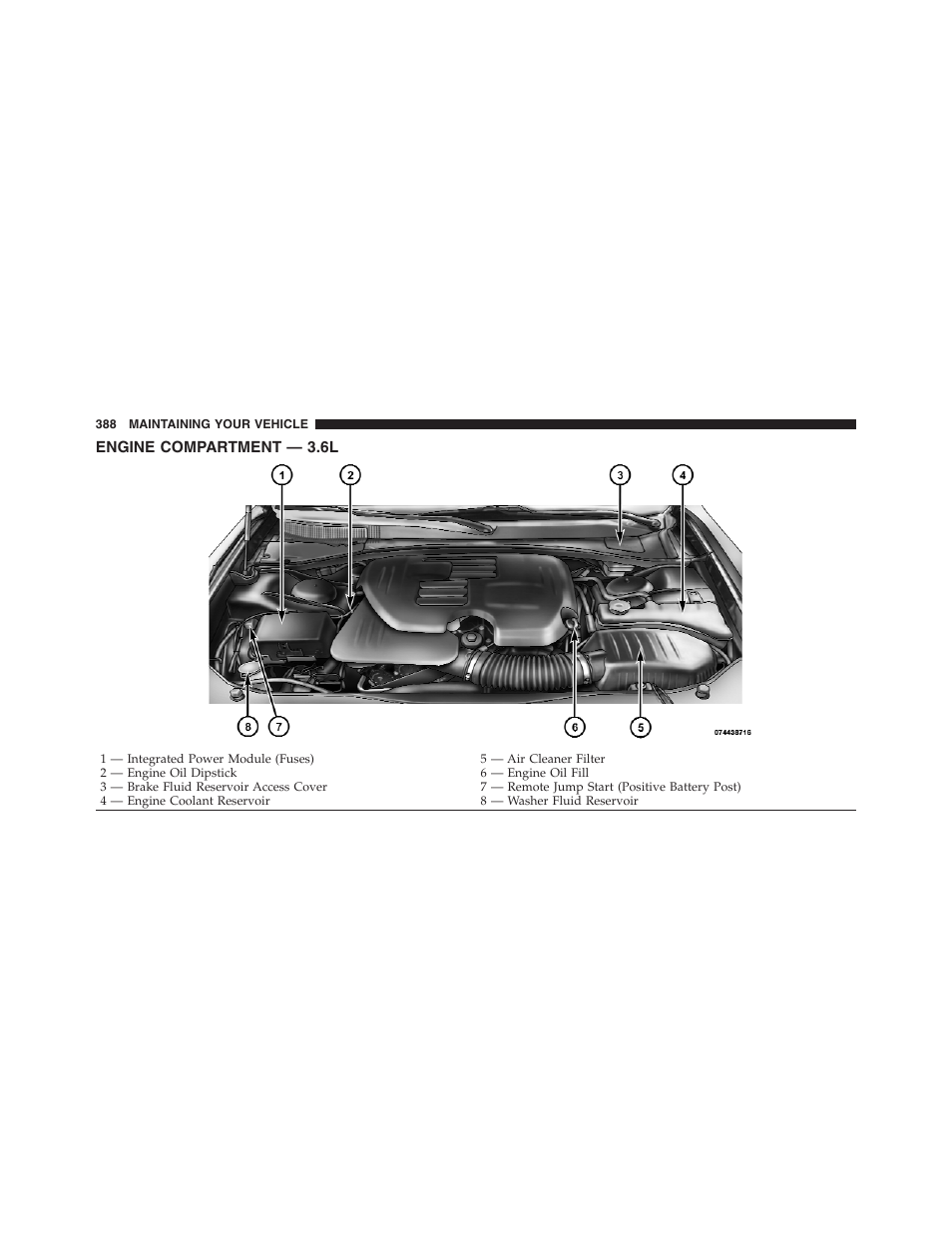 Engine compartment — 3.6l | Dodge 2012 Challenger User Manual | Page 390 / 494