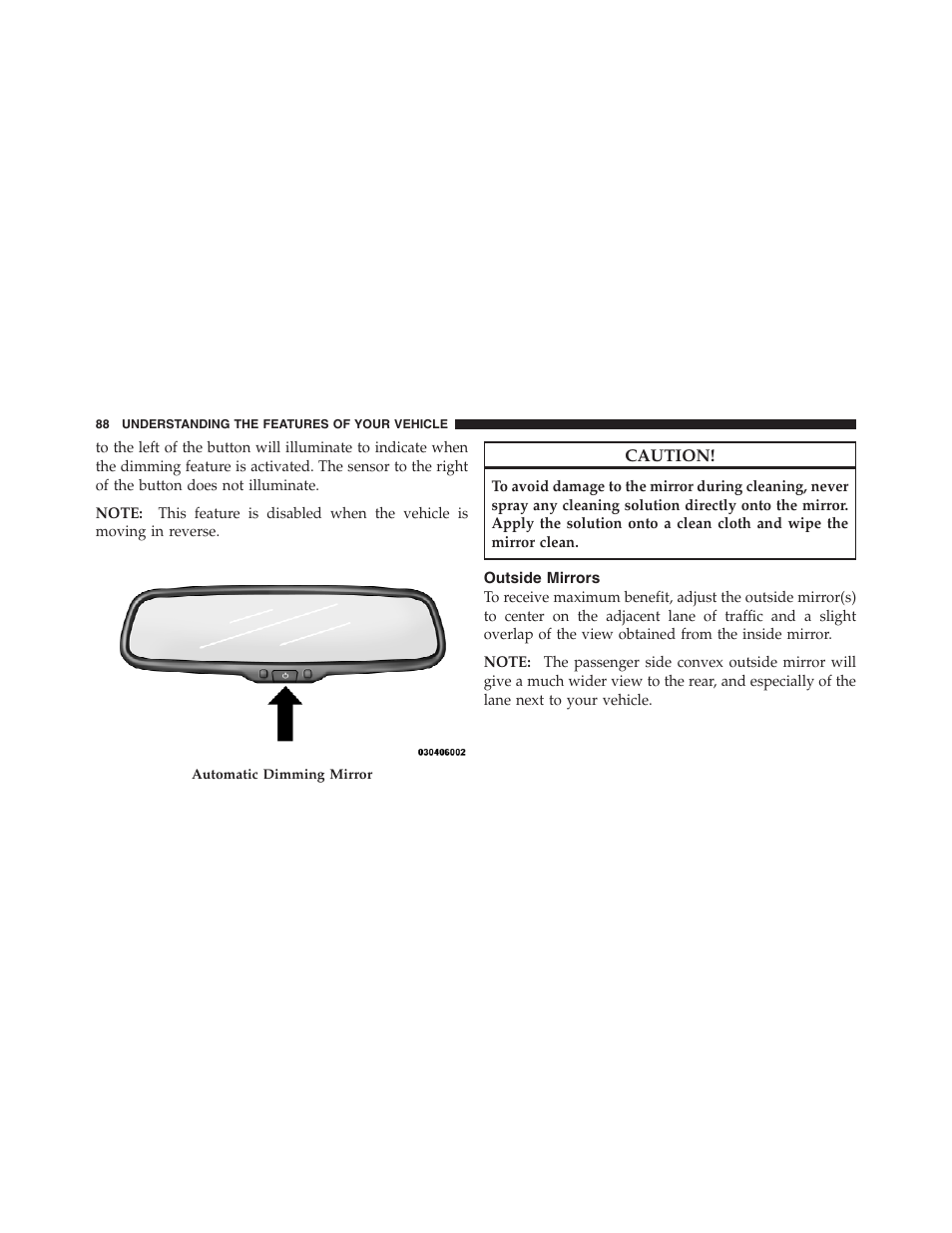 Outside mirrors | Dodge 2012 Challenger User Manual | Page 90 / 494