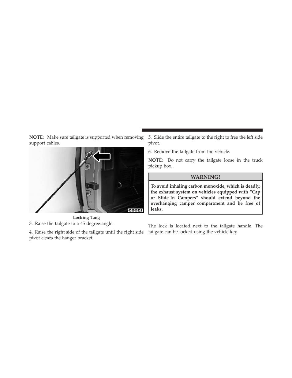 Locking tailgate | Dodge 2011 Ram User Manual | Page 202 / 636