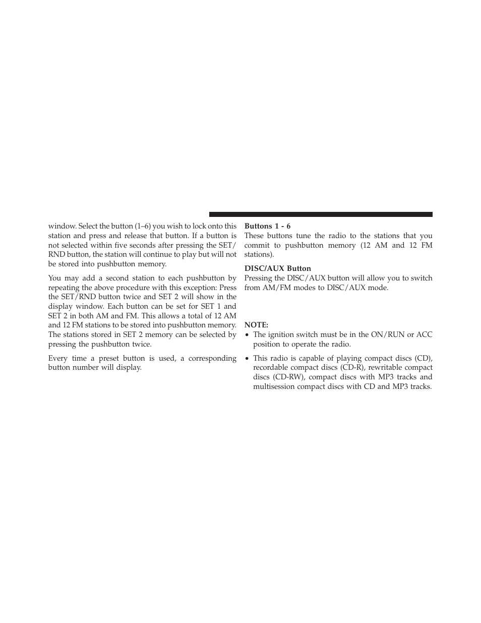 Operation instructions — cd mode for cd, And mp3 audio play | Dodge 2011 Ram User Manual | Page 266 / 636