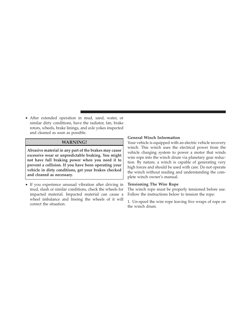 Winch usage (power wagon only) — if equipped, Things to know before using your winch, Winch usage (power wagon only) | If equipped | Dodge 2011 Ram User Manual | Page 372 / 636