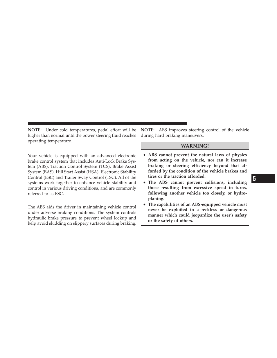 Electronic brake control system, Anti-lock brake system (abs) | Dodge 2011 Ram User Manual | Page 397 / 636