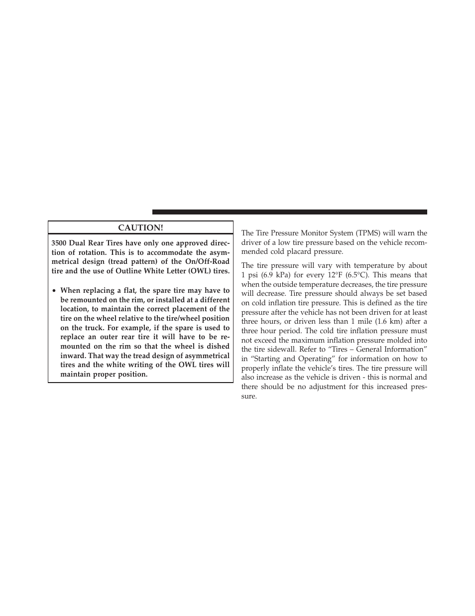 Tire pressure monitor system (tpms) | Dodge 2011 Ram User Manual | Page 432 / 636