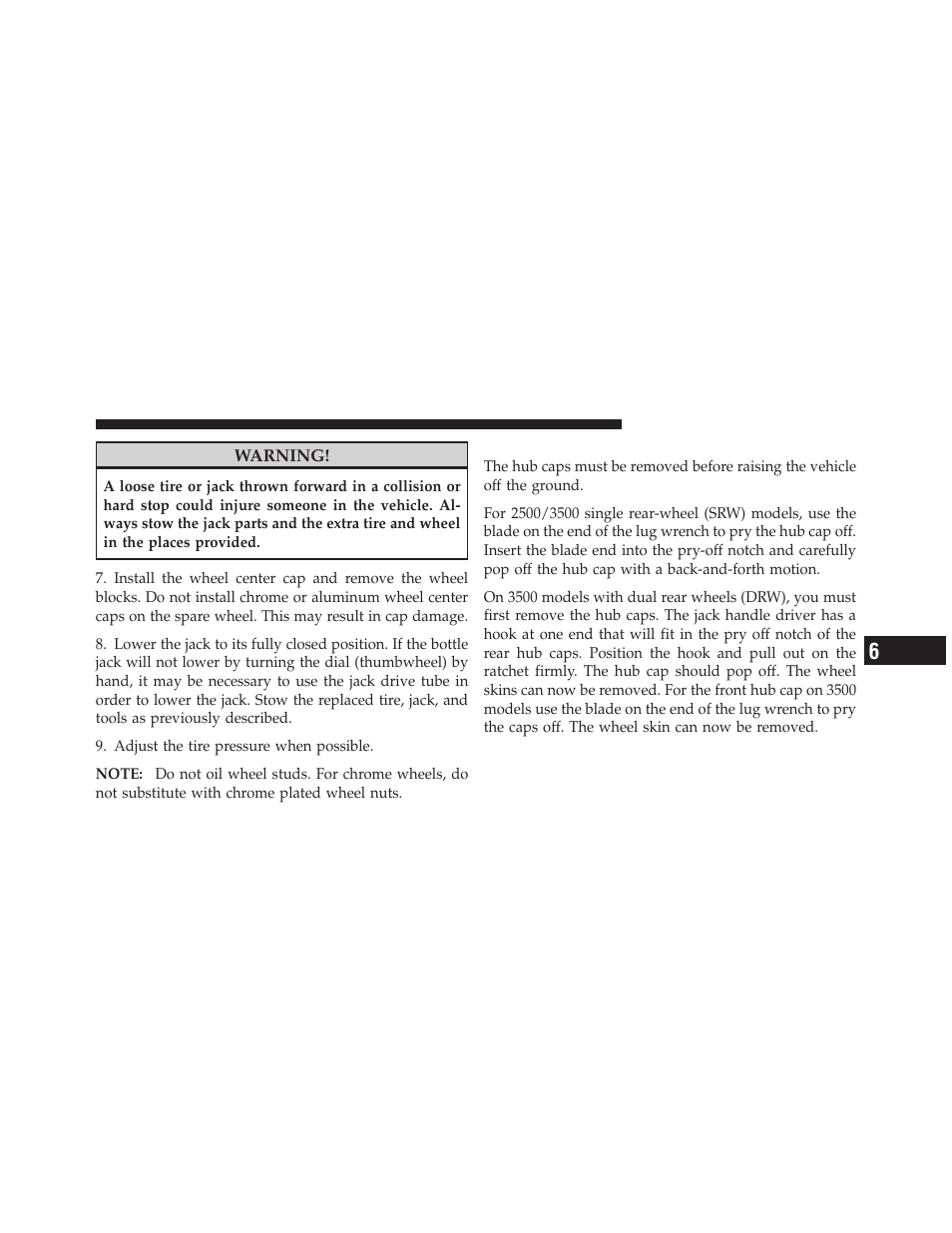 Hub caps/wheel covers — if equipped | Dodge 2011 Ram User Manual | Page 507 / 636