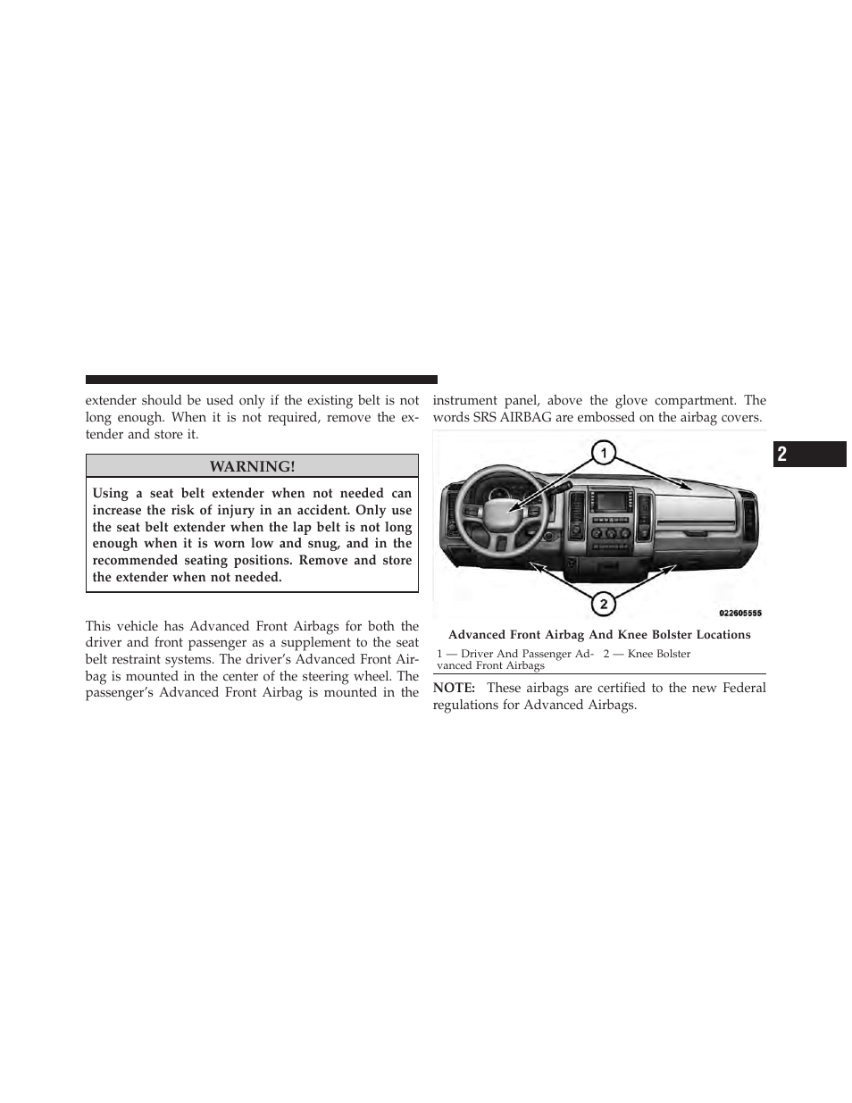 Supplemental restraint system (srs) – airbags, Supplemental restraint system (srs), Airbags | Dodge 2011 Ram User Manual | Page 55 / 636