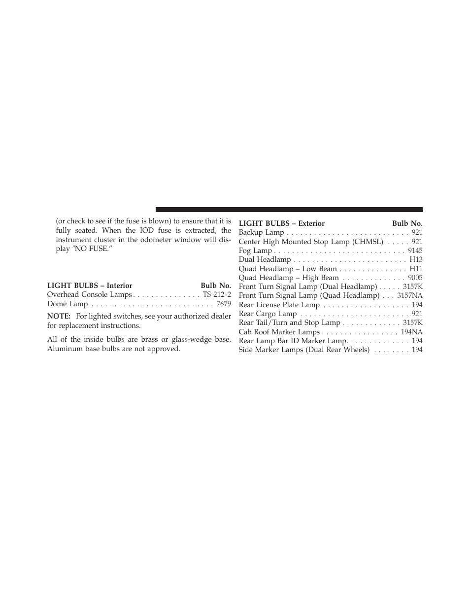 Replacement bulbs | Dodge 2011 Ram User Manual | Page 572 / 636