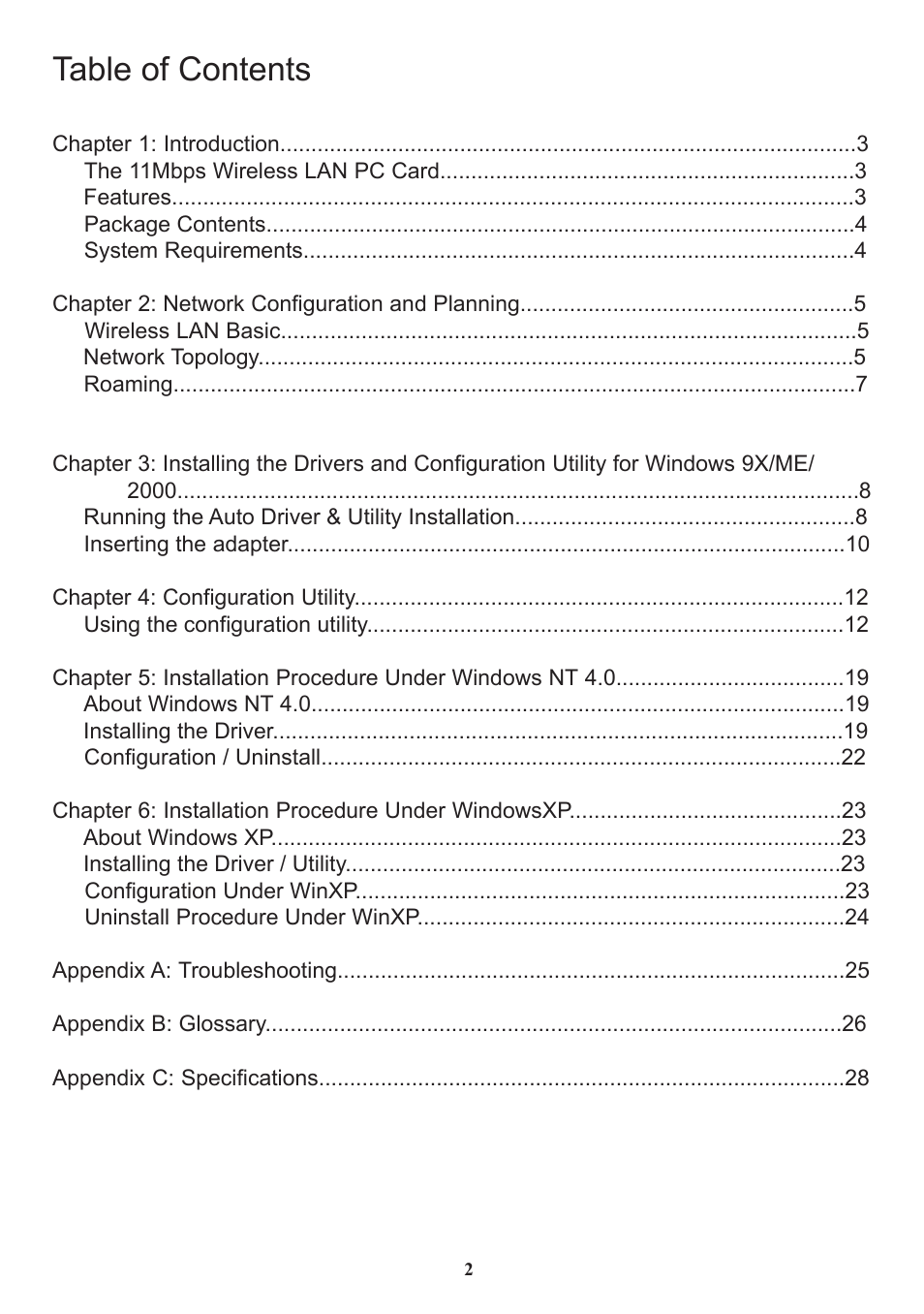 Boca Research Wireless LAN PC Card 11Mbps User Manual | Page 3 / 30