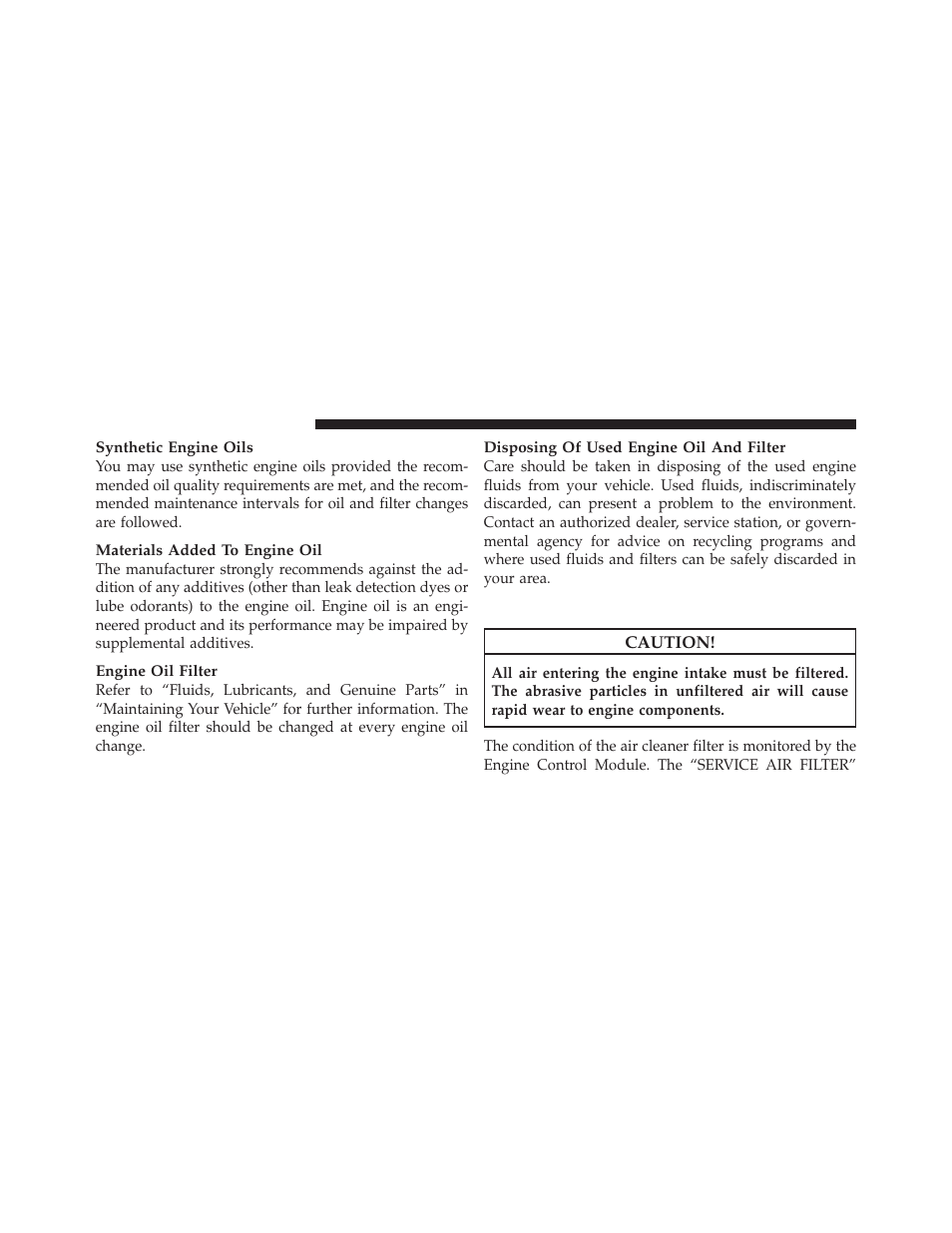 Engine air cleaner filter | Dodge 2011 Ram Diesel User Manual | Page 106 / 174