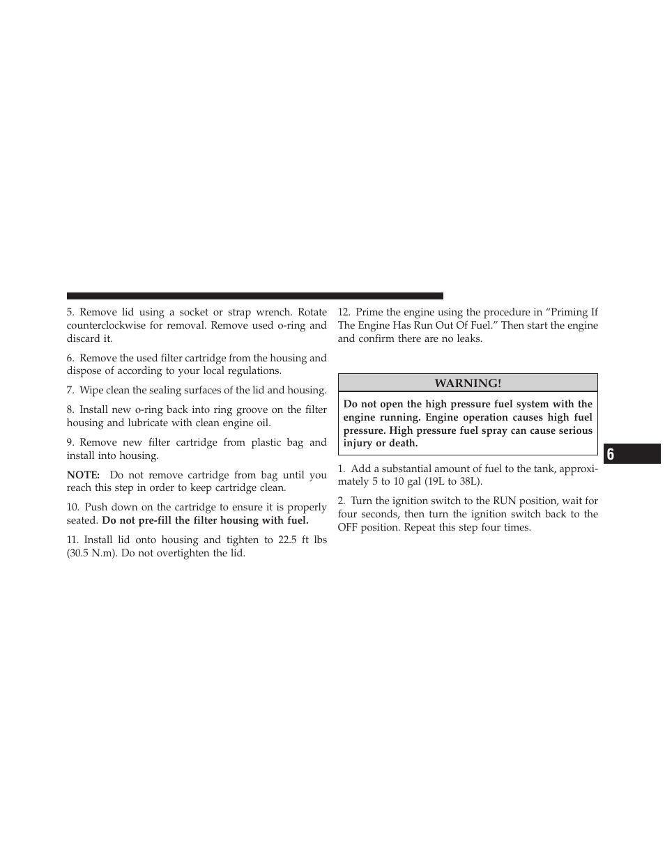 Priming if the engine has run out of fuel, Priming if the engine has run out of, Fuel | Dodge 2011 Ram Diesel User Manual | Page 111 / 174