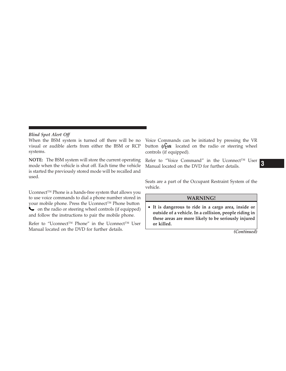 Uconnect™ phone — if equipped, Voice command — if equipped, Seats | Dodge 2011 Grand Caravan User Manual | Page 129 / 562