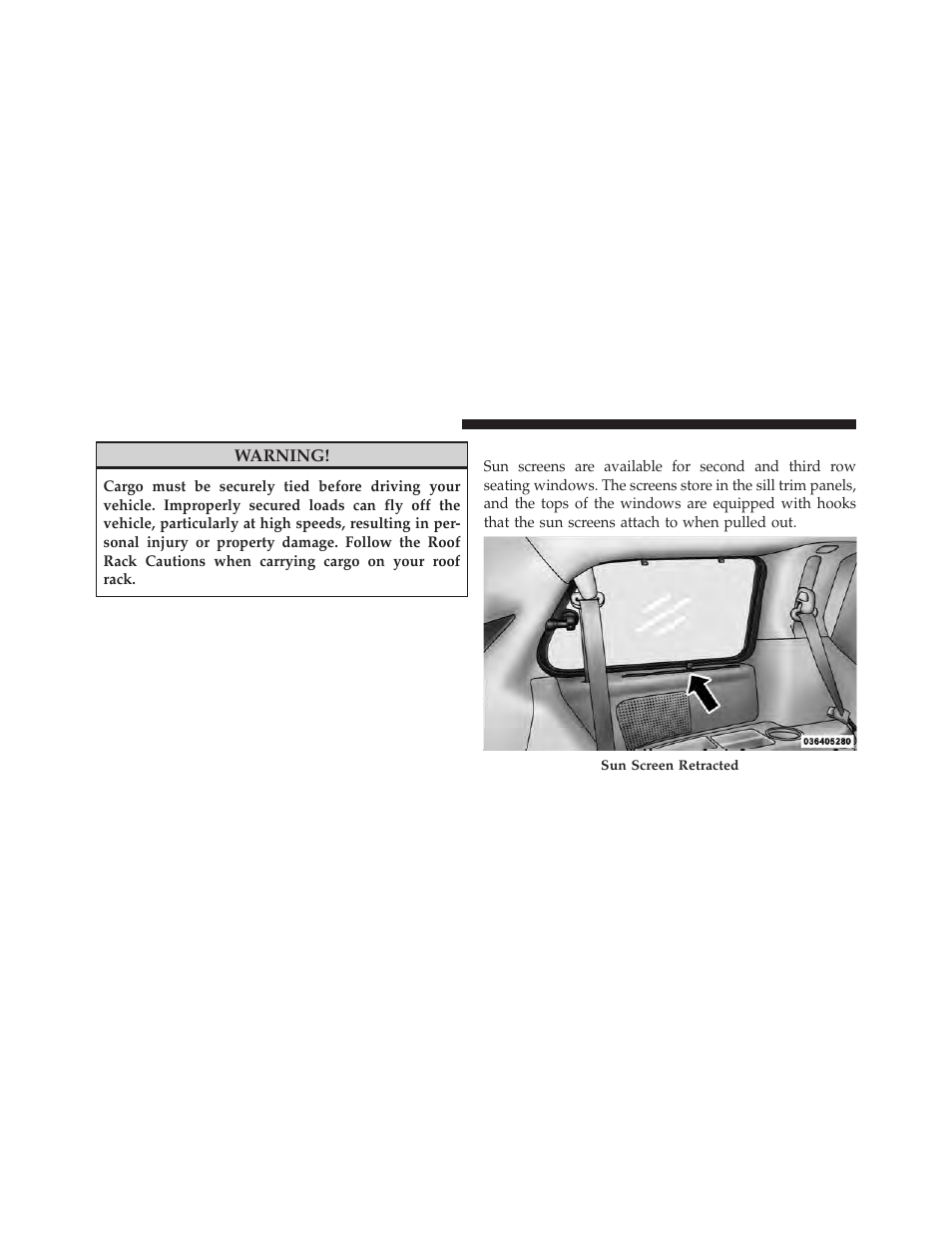 Sun screens — if equipped | Dodge 2011 Grand Caravan User Manual | Page 242 / 562