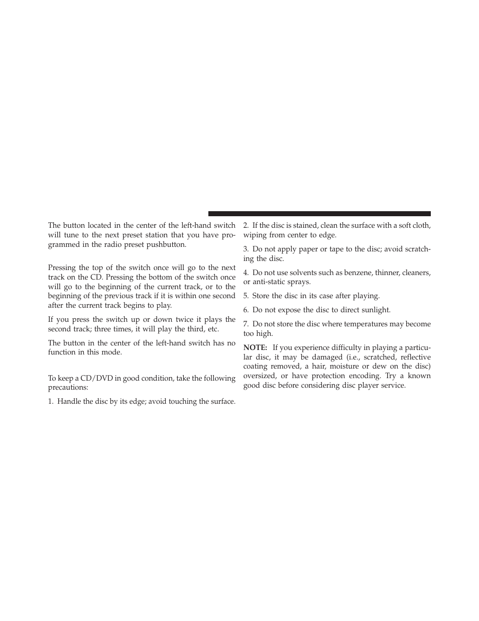 Cd player, Cd/dvd disc maintenance | Dodge 2011 Grand Caravan User Manual | Page 322 / 562