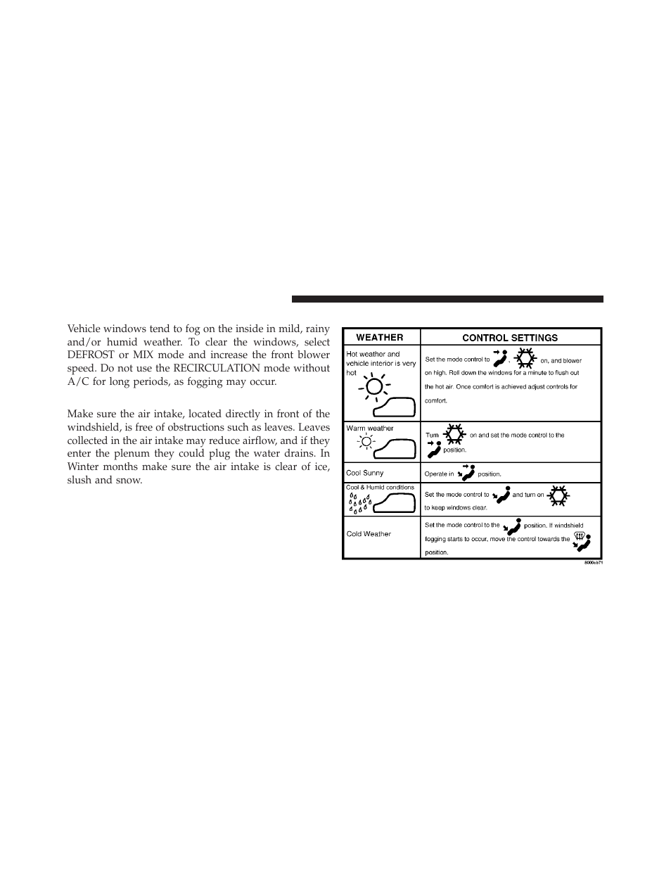 Window fogging, Outside air intake, Operating tips | Dodge 2011 Grand Caravan User Manual | Page 346 / 562