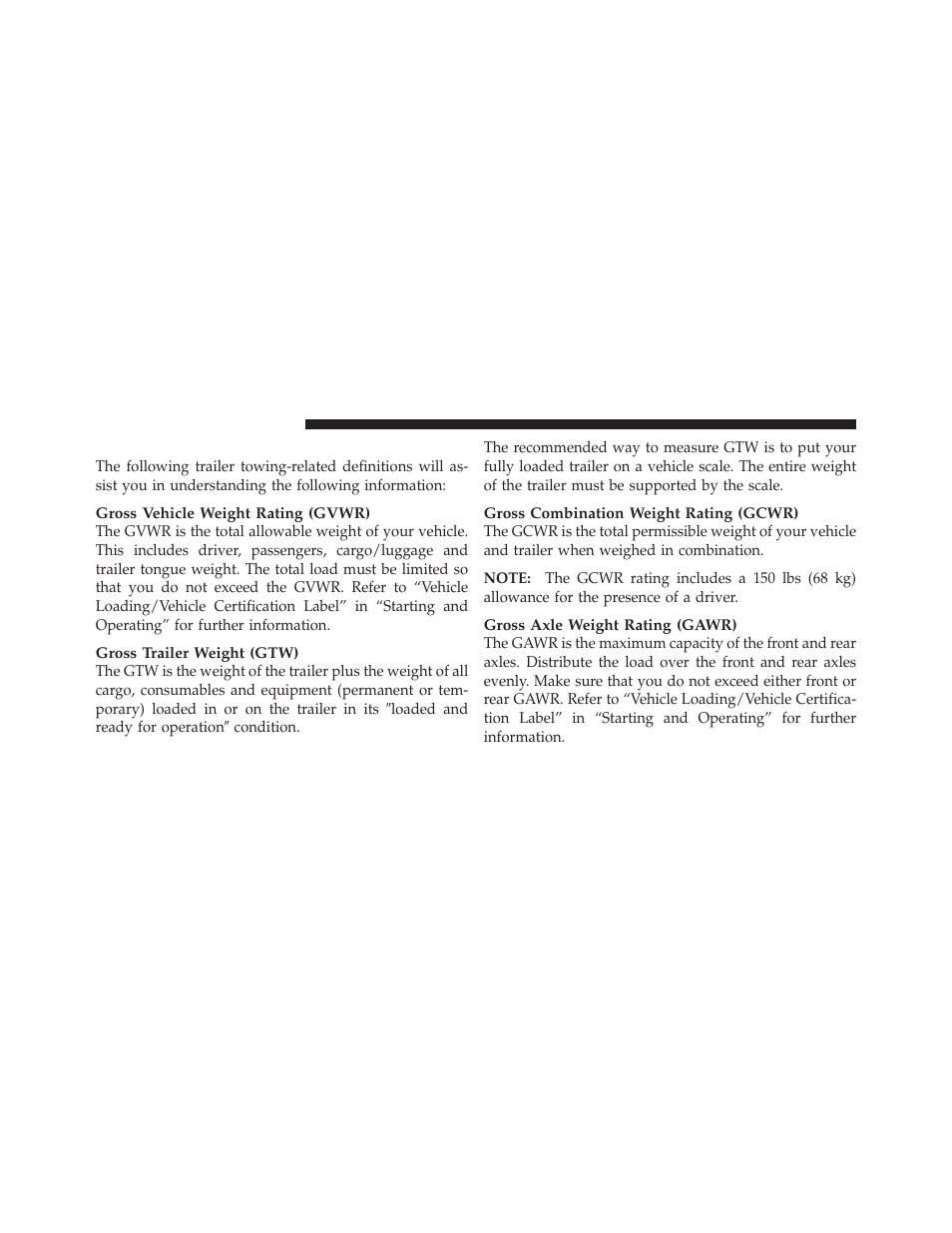 Common towing definitions | Dodge 2011 Grand Caravan User Manual | Page 424 / 562