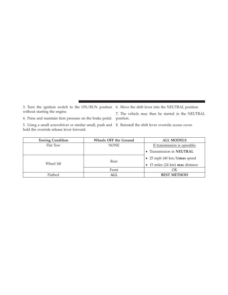 Towing a disabled vehicle | Dodge 2011 Grand Caravan User Manual | Page 464 / 562