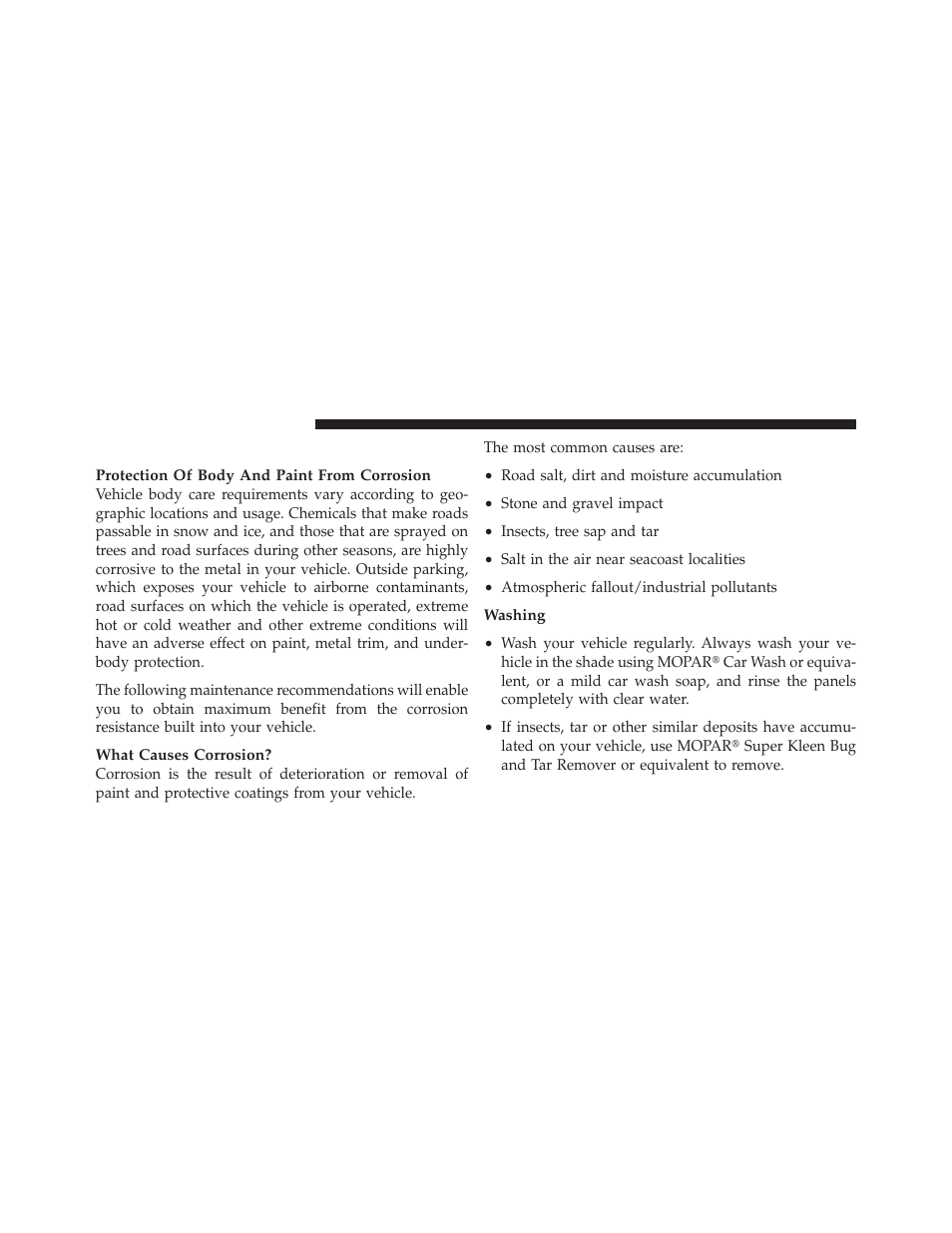Appearance care and protection from corrosion, Appearance care and protection from, Corrosion | Dodge 2011 Grand Caravan User Manual | Page 496 / 562