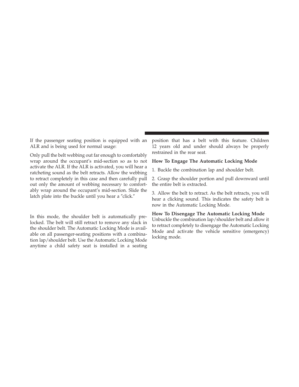 Automatic locking retractor mode (alr), If equipped | Dodge 2011 Grand Caravan User Manual | Page 66 / 562