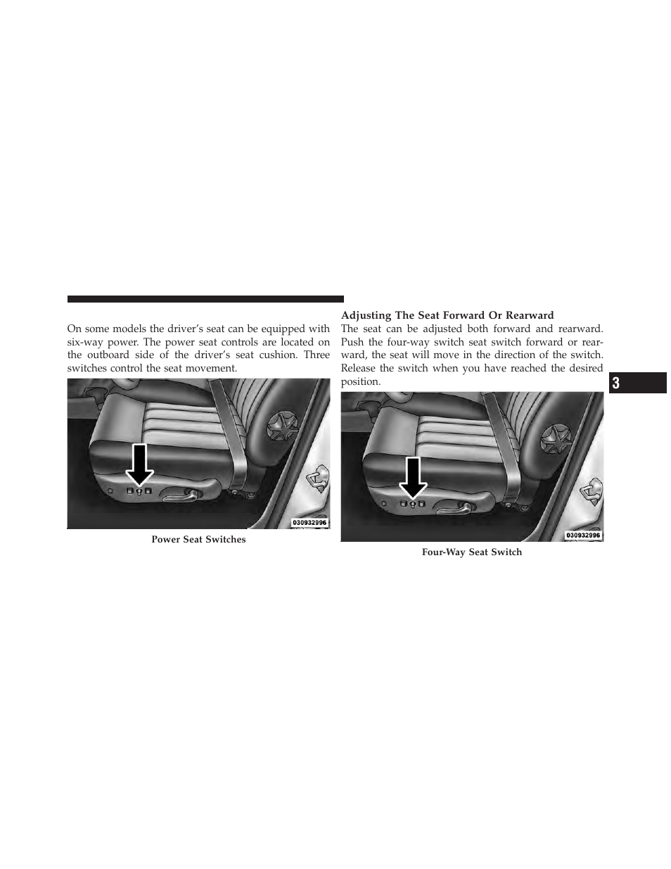 Power driver seat | Dodge 2011 Dakota User Manual | Page 127 / 456