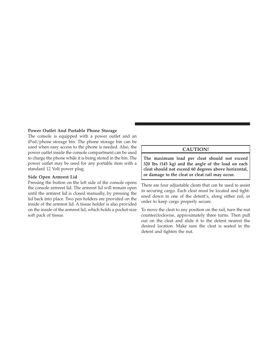 Cargo area features, Rear cargo area utility rails — if equipped, Rear cargo area utility rails | If equipped | Dodge 2011 Dakota User Manual | Page 170 / 456