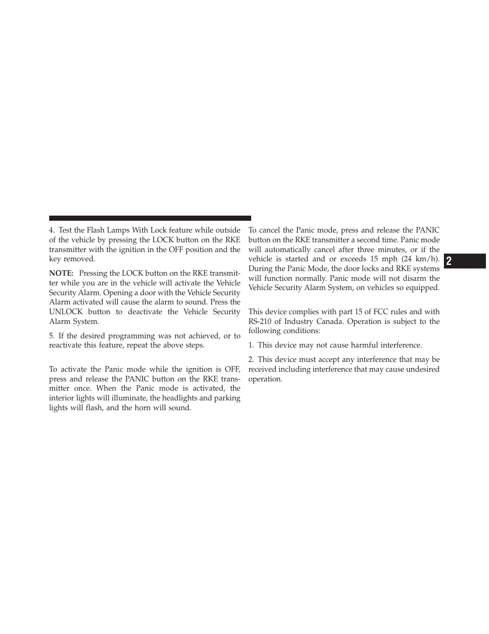 Using the panic alarm, General information | Dodge 2011 Dakota User Manual | Page 25 / 456