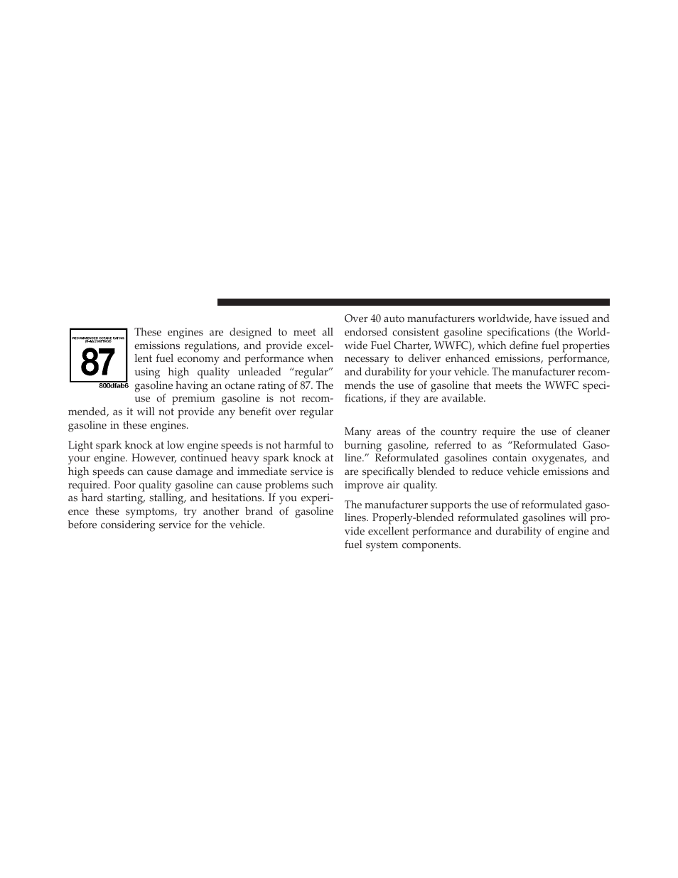 Fuel requirements, Reformulated gasoline | Dodge 2011 Dakota User Manual | Page 306 / 456