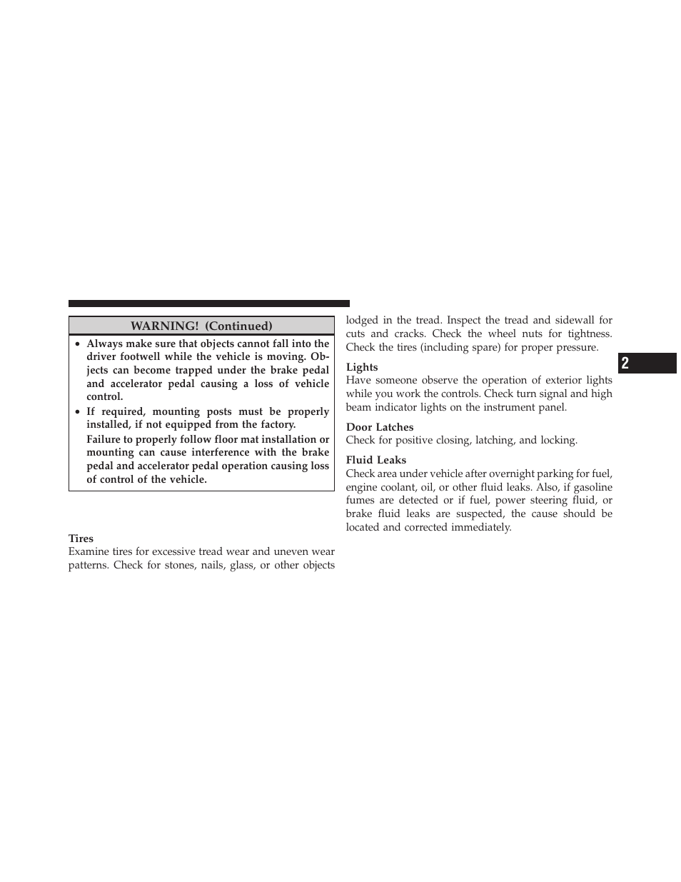 Periodic safety checks you should make, Outside the vehicle | Dodge 2011 Dakota User Manual | Page 81 / 456