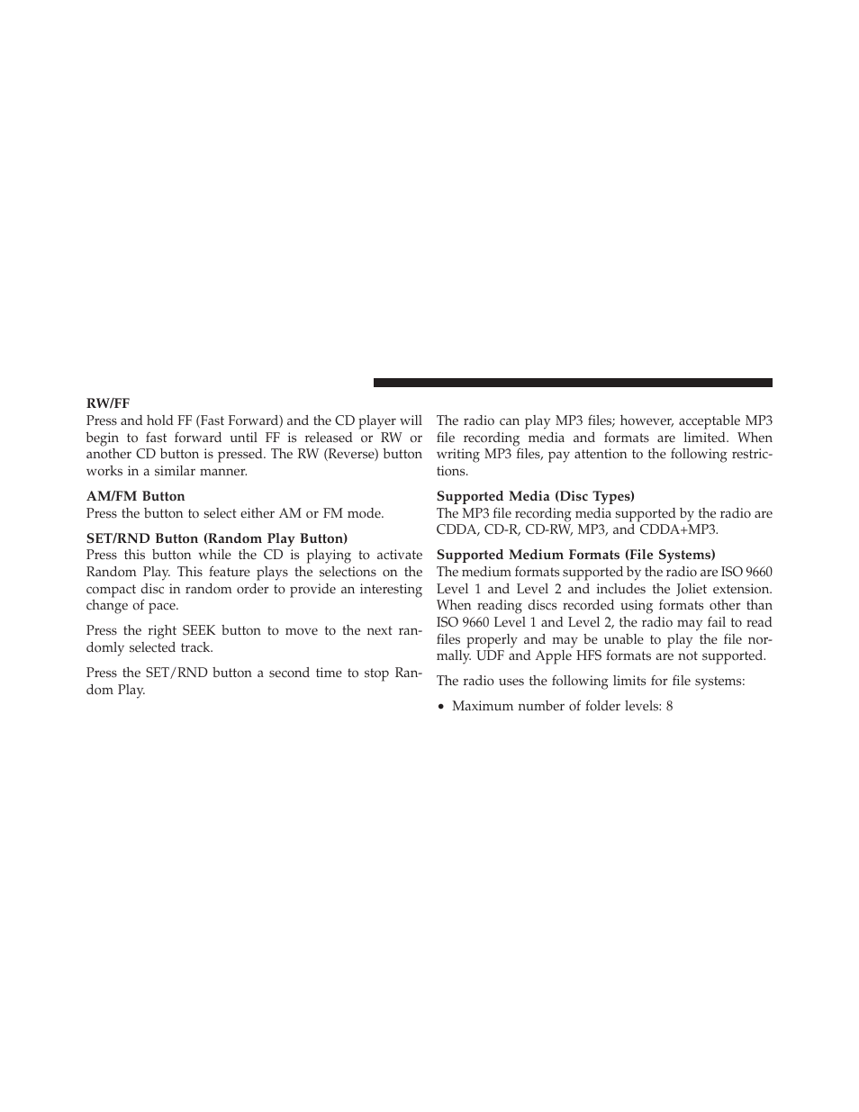 Notes on playing mp3 files | Dodge 2011 Challenger SRT8 User Manual | Page 220 / 460