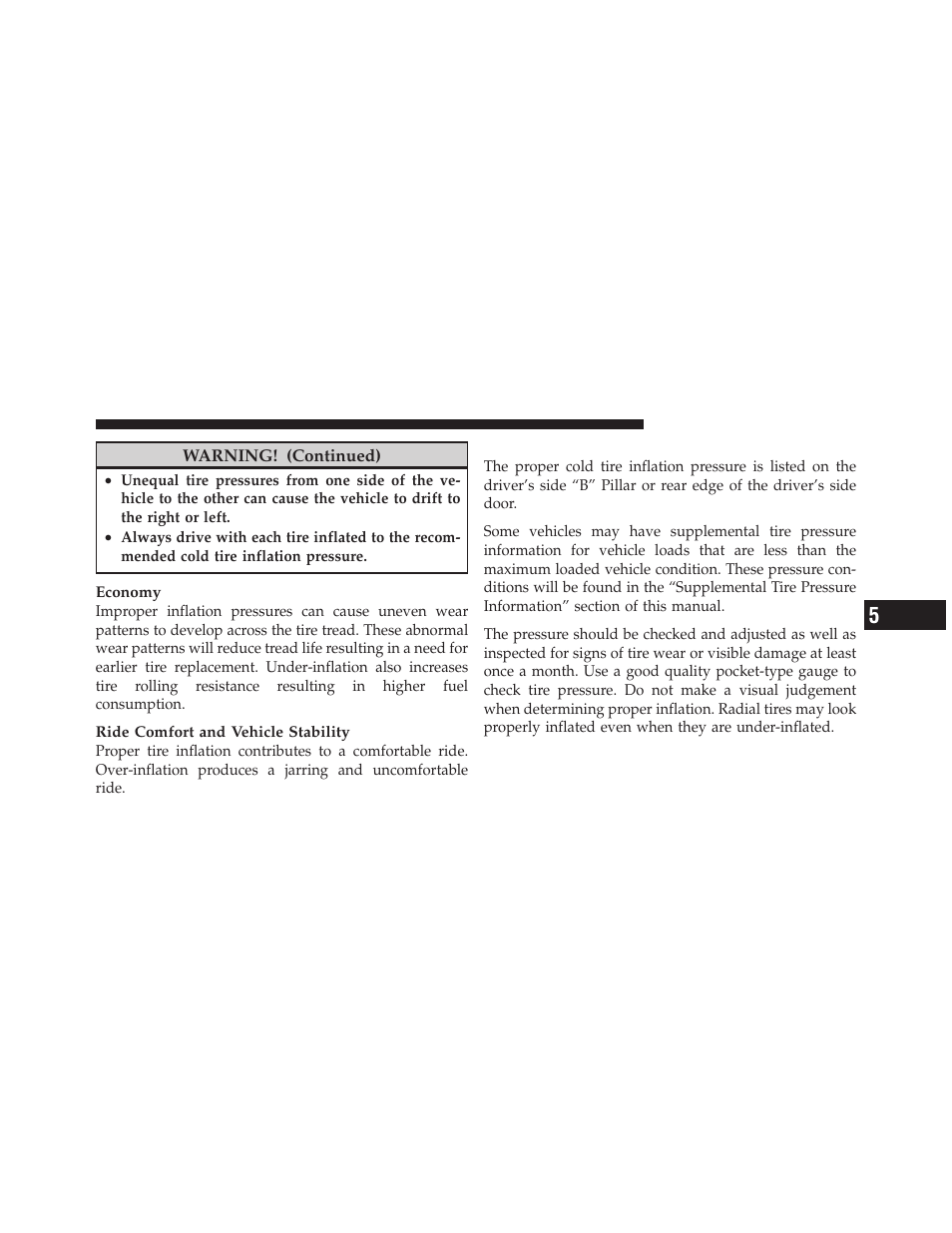 Tire inflation pressures | Dodge 2011 Challenger SRT8 User Manual | Page 303 / 460