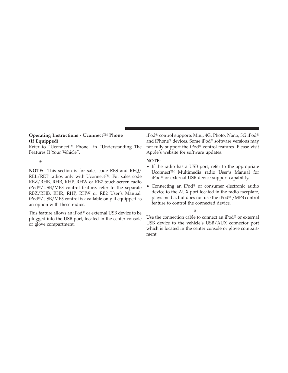 Ipodĥ/usb/mp3 control — if equipped, Connecting the ipodĥ or external usb device, Ipod௡/usb/mp3 control — if equipped | Connecting the ipod௡ or external usb, Device | Dodge 2011 Challenger User Manual | Page 230 / 490