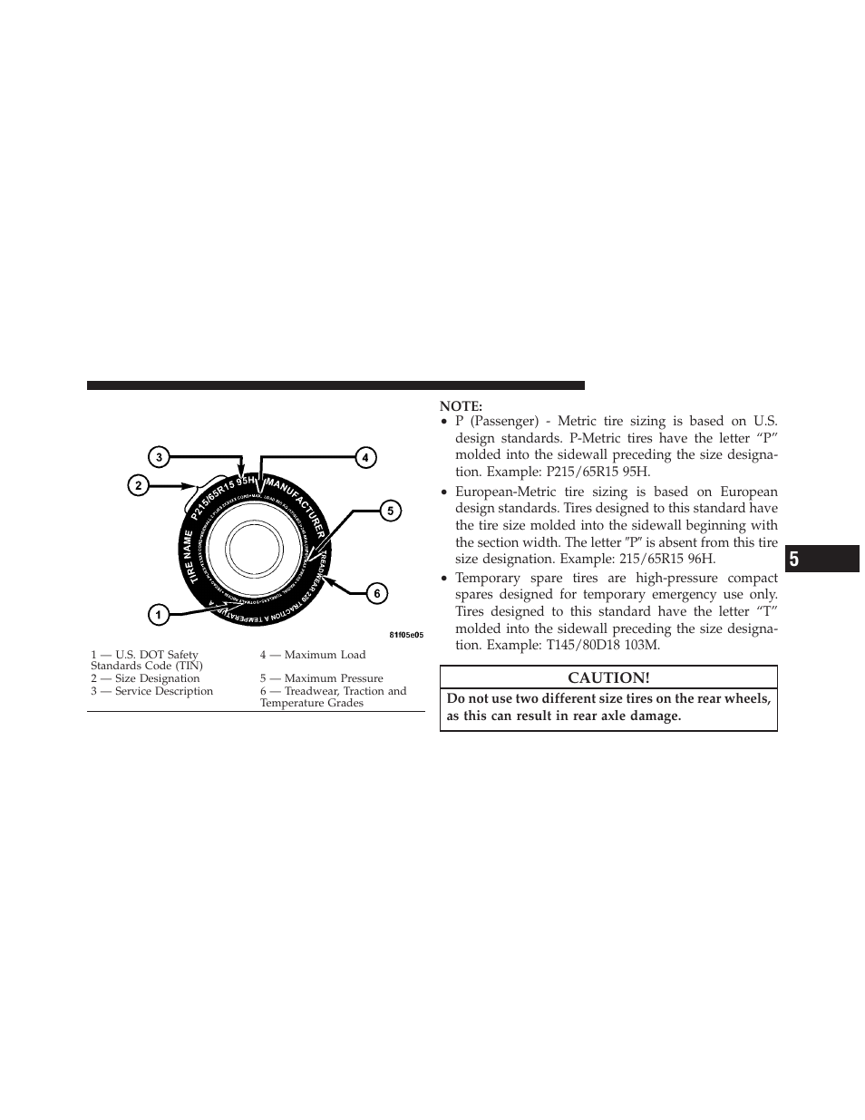 Tire safety information, Tire markings | Dodge 2011 Challenger User Manual | Page 293 / 490