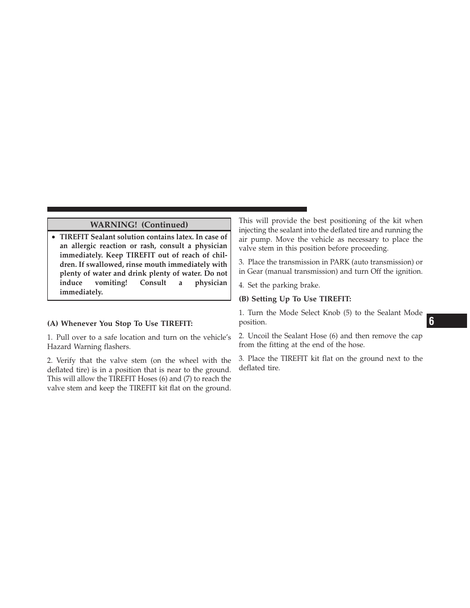 Sealing a tire with tirefit | Dodge 2011 Challenger User Manual | Page 357 / 490