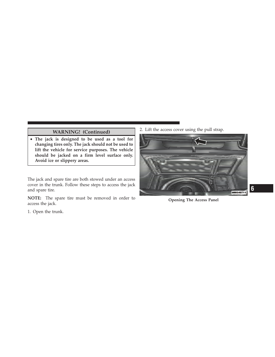 Jack location/spare tire stowage | Dodge 2011 Challenger User Manual | Page 363 / 490