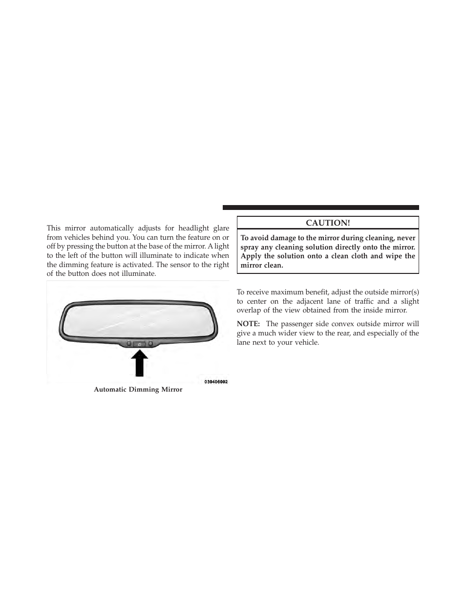 Automatic dimming mirror — if equipped, Outside mirrors | Dodge 2011 Challenger User Manual | Page 92 / 490