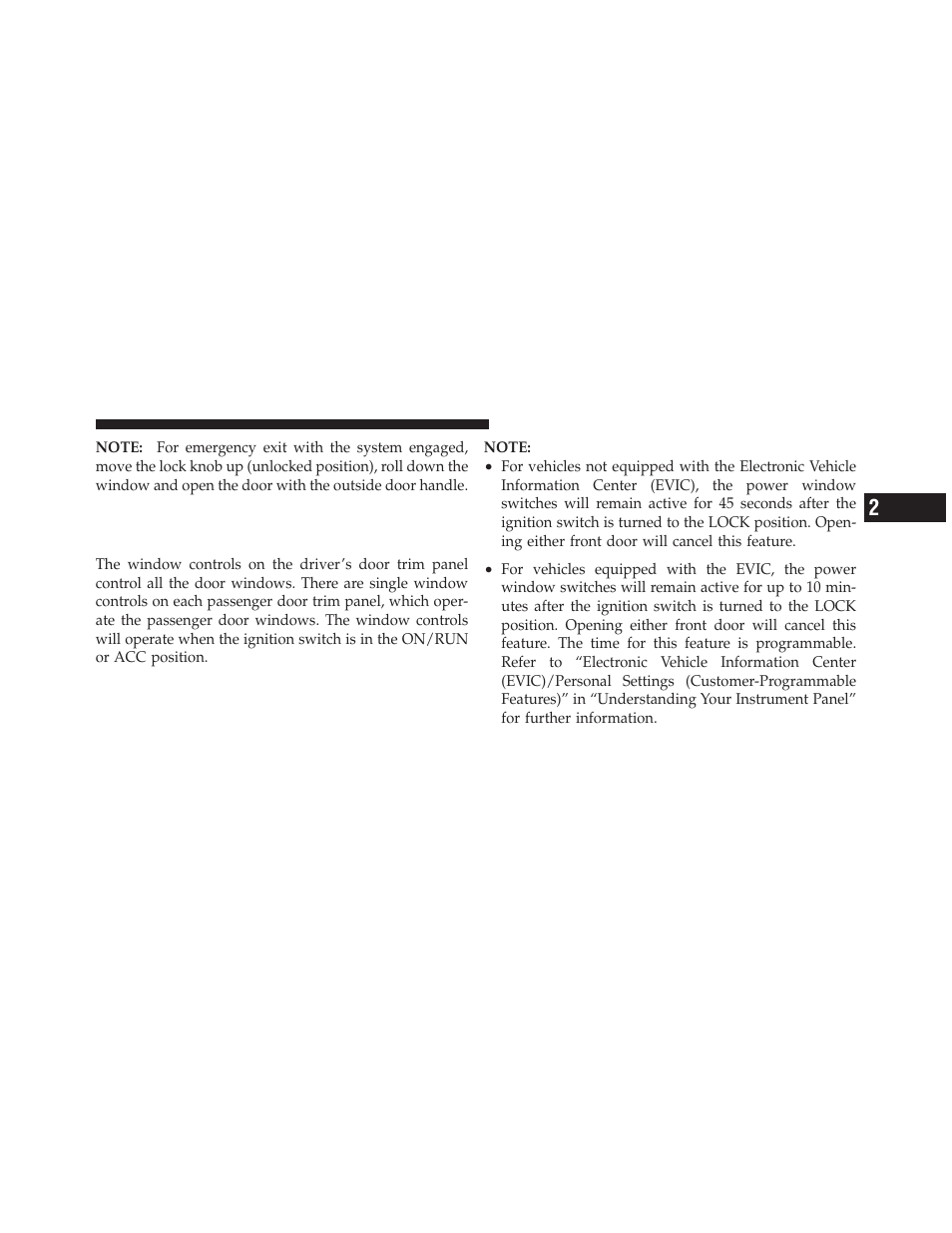 Power windows — if equipped, Power window switches | Dodge 2011 Caliber User Manual | Page 35 / 486
