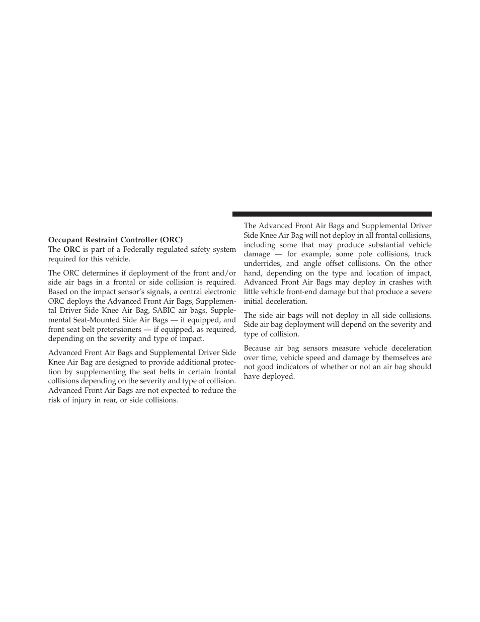 Air bag deployment sensors and controls | Dodge 2011 Caliber User Manual | Page 68 / 486