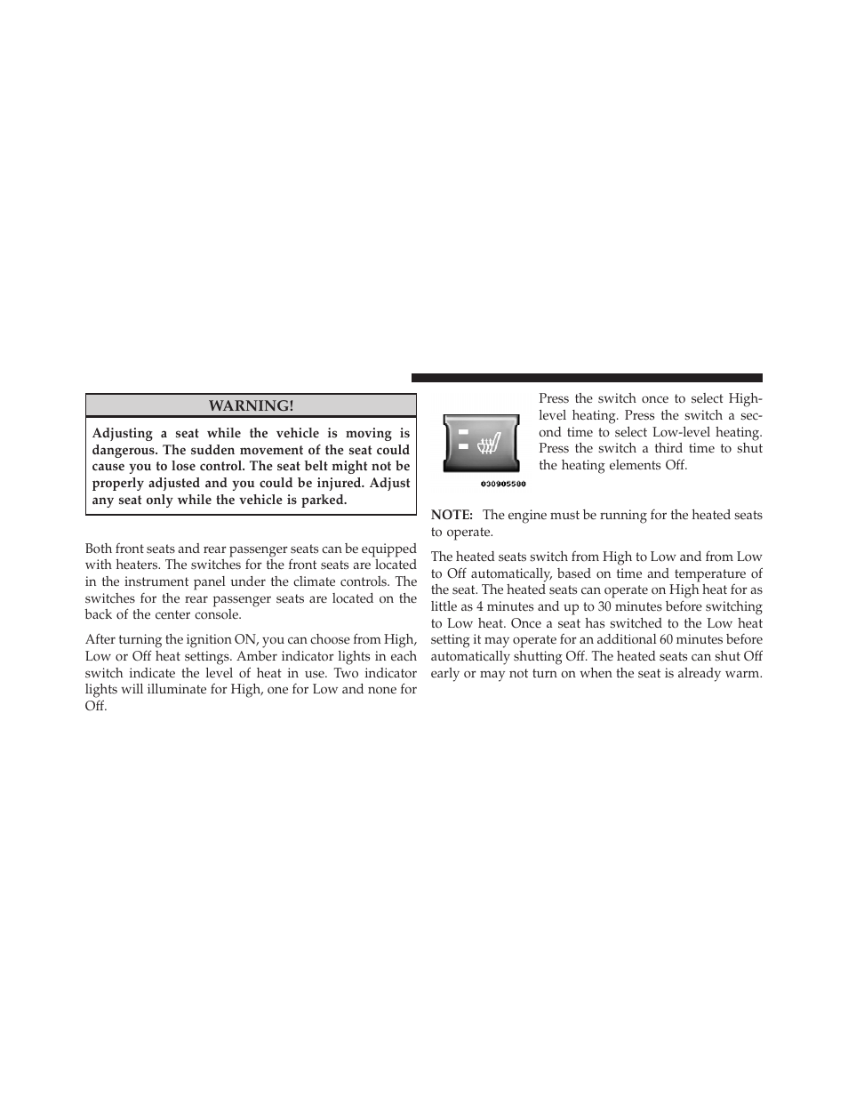 Heated seats — if equipped | Dodge 2010 Ram User Manual | Page 103 / 608