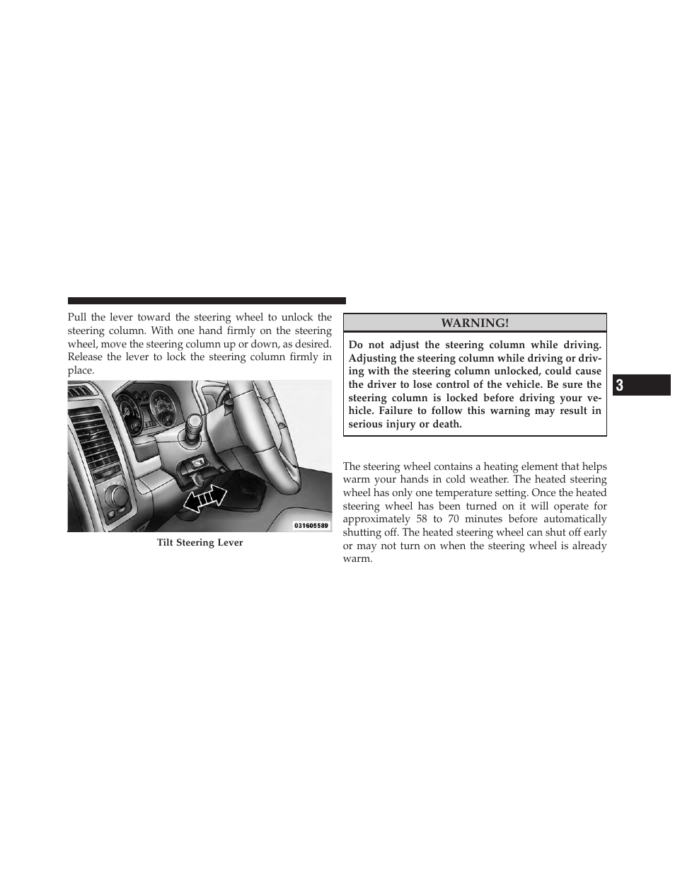 Heated steering wheel — if equipped | Dodge 2010 Ram User Manual | Page 126 / 608