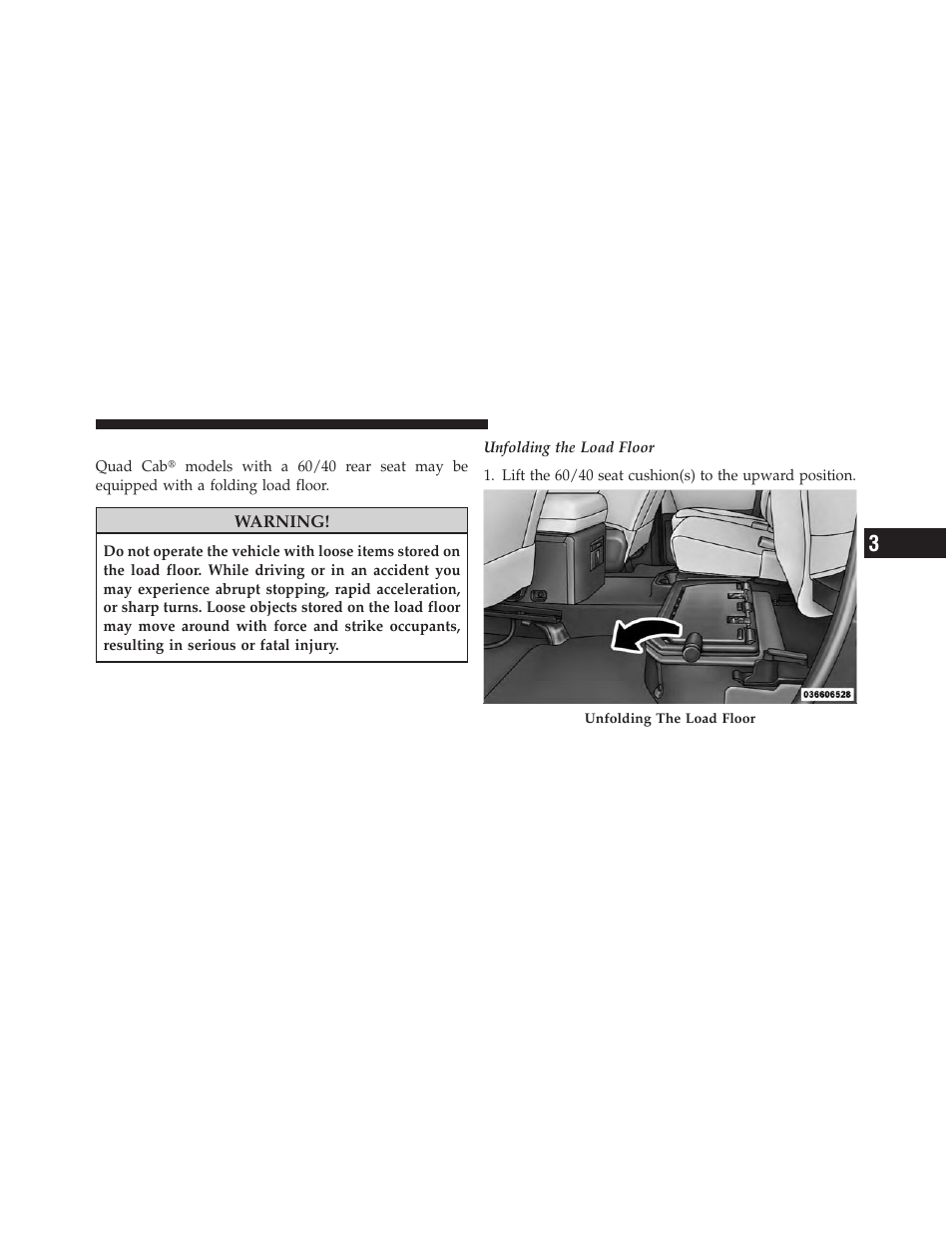 Fold flat load floor — if equipped | Dodge 2010 Ram User Manual | Page 174 / 608