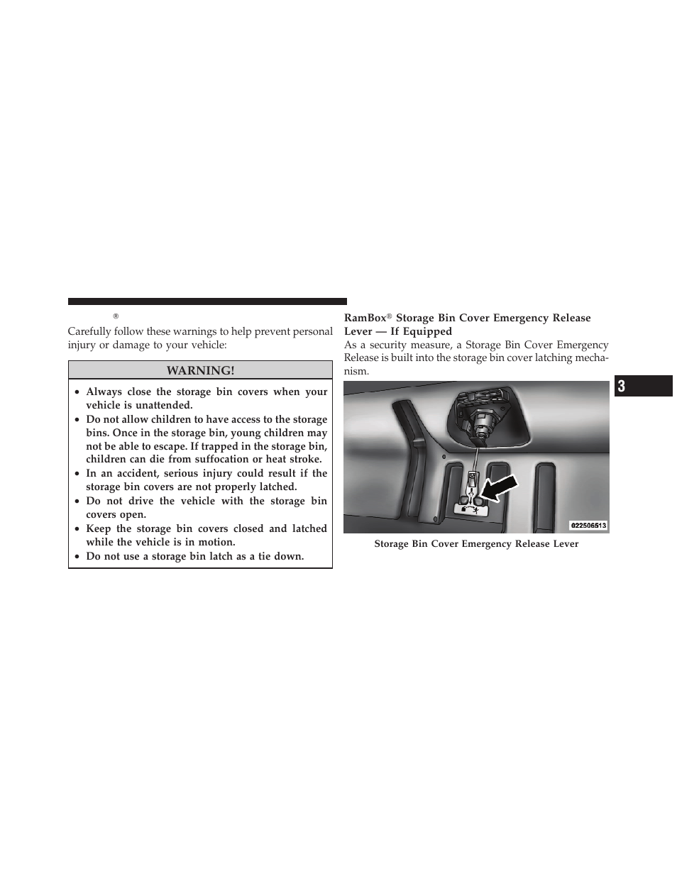 Rambox safety warning, Rambox௡ safety warning | Dodge 2010 Ram User Manual | Page 180 / 608