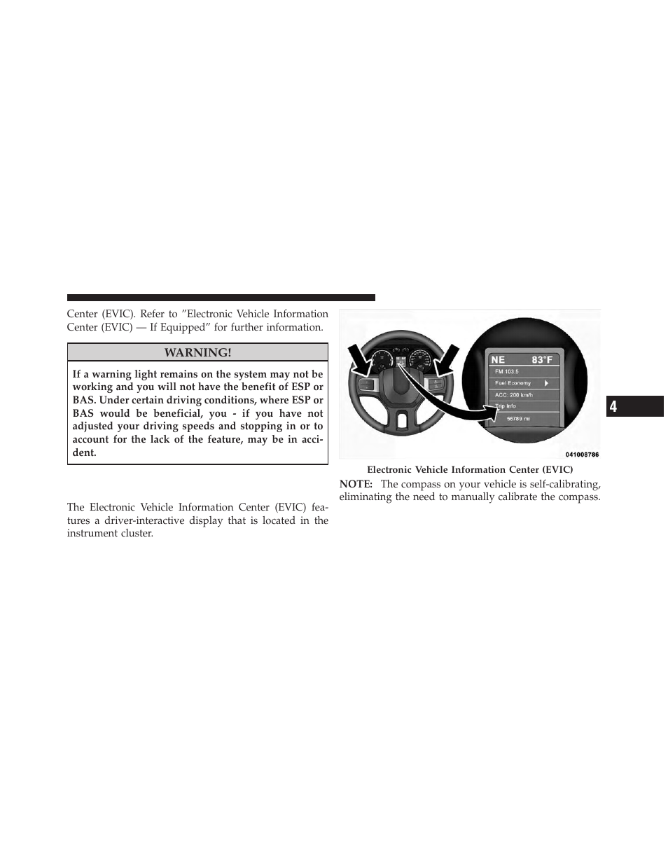 Electronic vehicle information center (evic), If equipped | Dodge 2010 Ram User Manual | Page 220 / 608