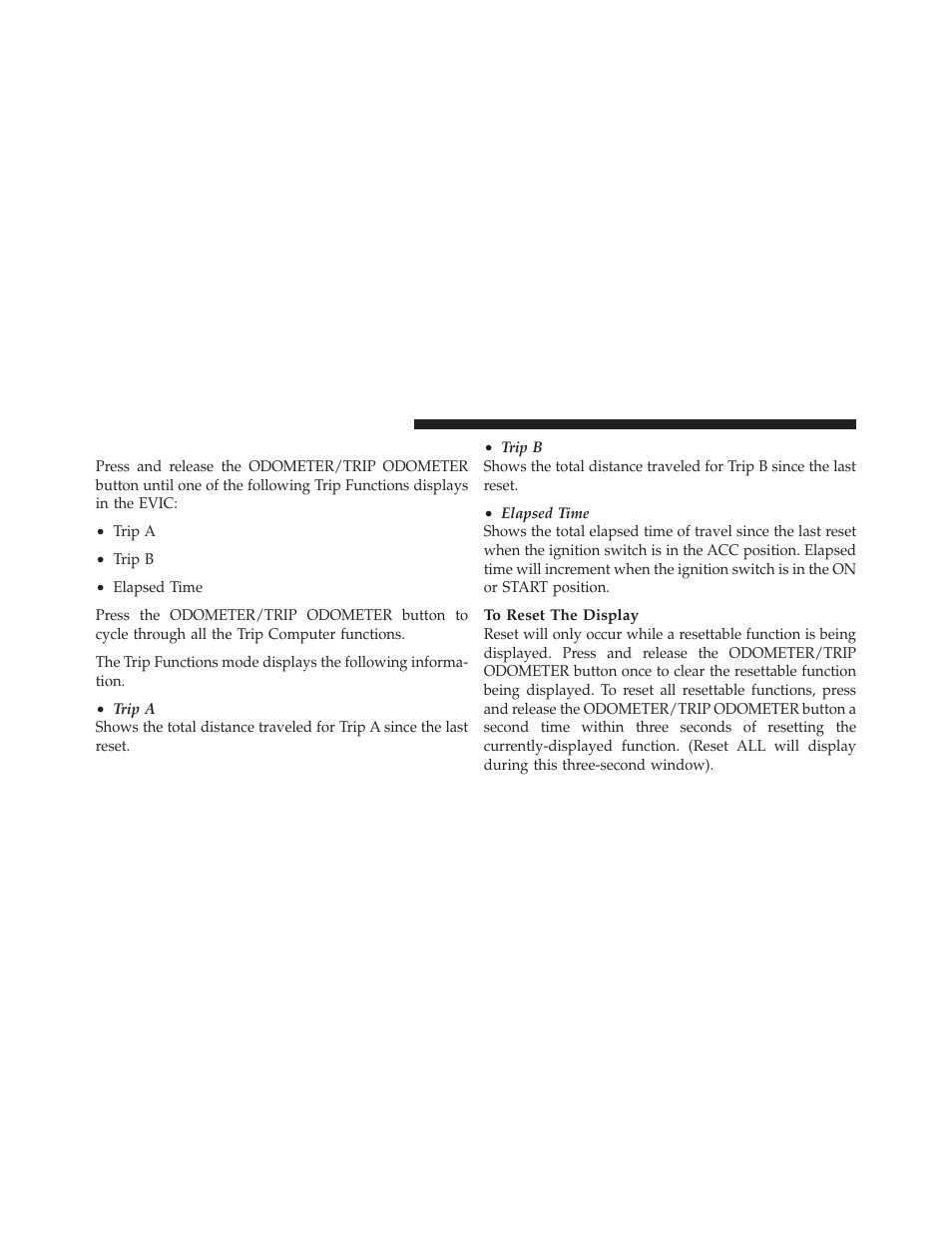 Trip functions | Dodge 2010 Ram User Manual | Page 229 / 608