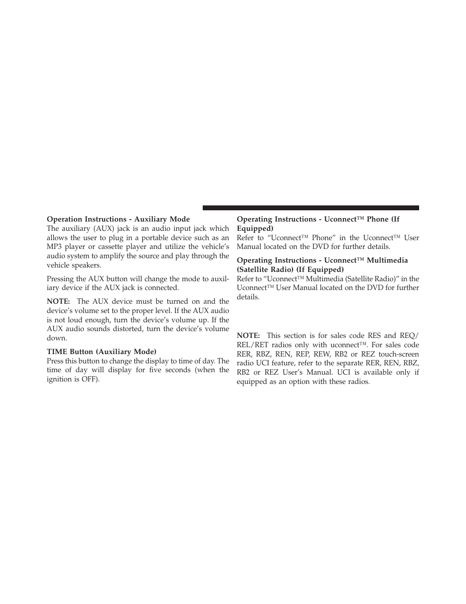 Universal consumer interface (uci) — if equipped, Universal consumer interface (uci), If equipped | Dodge 2010 Ram User Manual | Page 265 / 608