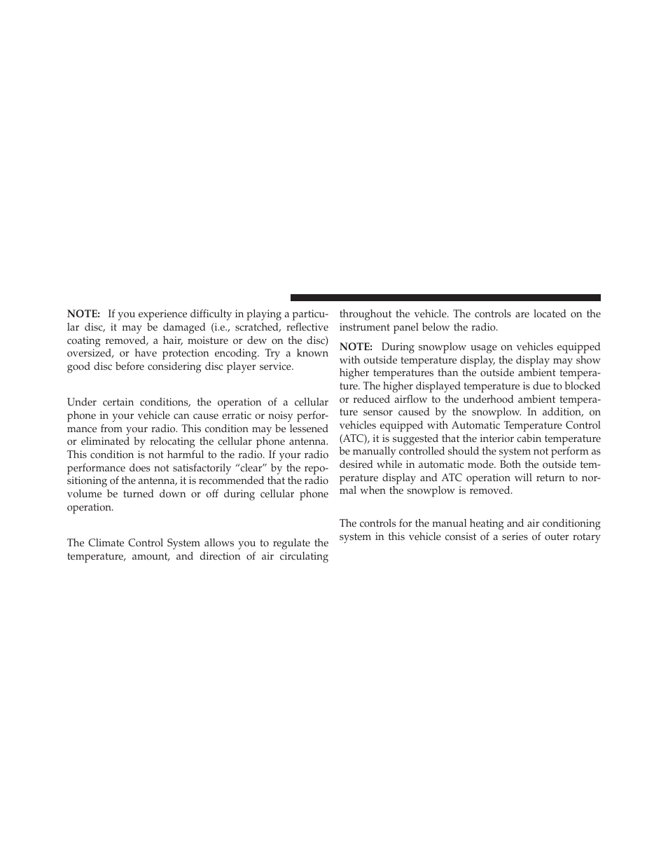 Radio operation and cellular phones, Climate controls, Manual heating and air conditioning system | Manual heating and air conditioning, System | Dodge 2010 Ram User Manual | Page 279 / 608