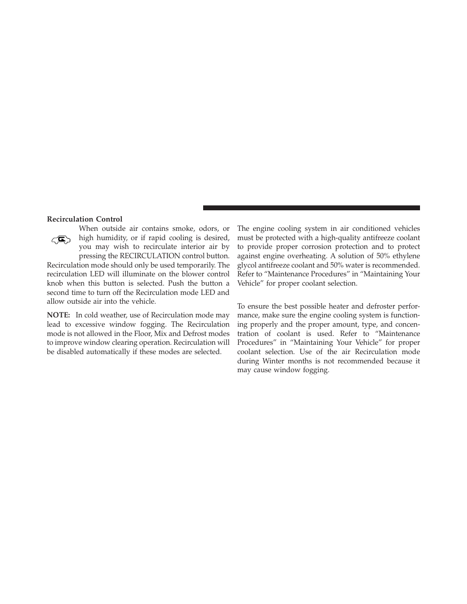 Summer operation, Winter operation | Dodge 2010 Ram User Manual | Page 289 / 608