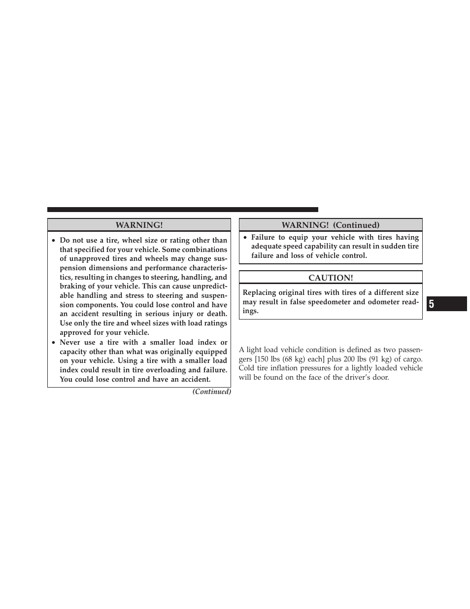 Supplemental tire pressure information, If equipped | Dodge 2010 Ram User Manual | Page 412 / 608